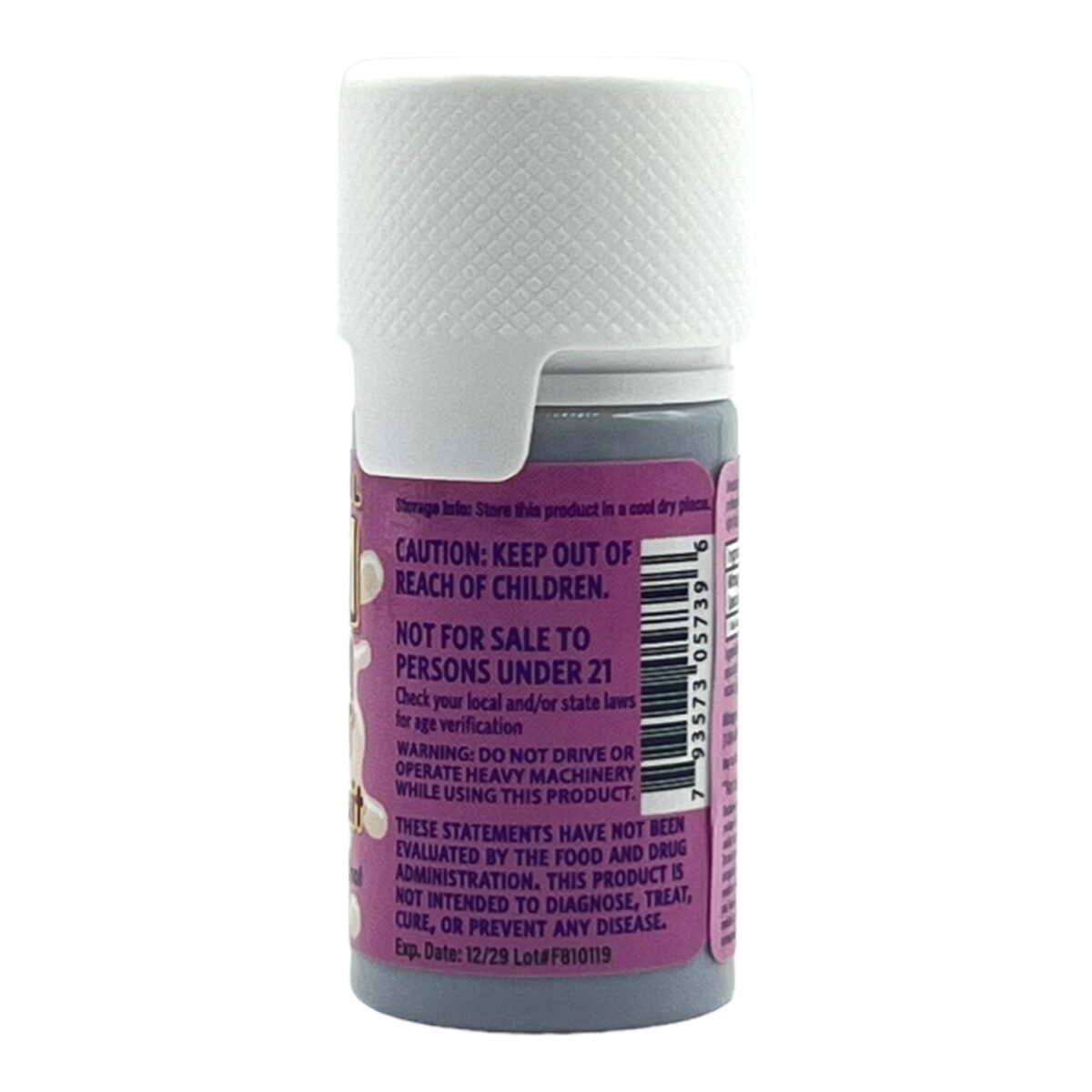 back of bottle of Cream Kratom Passion Fruit Shot 150mg 30mL