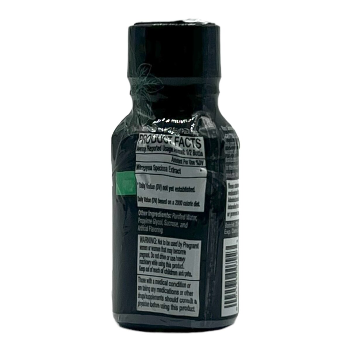 side of bottle of ZANA Ultra Green Vein Shot 15mL