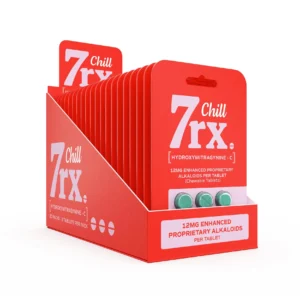 display box of 7rx Chill 7-OH Kratom Tablets 3ct