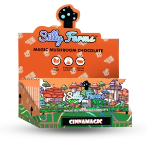display box of Silly Farms Cookies and Magic Magic Mushroom Chocolate Bar (var 1)