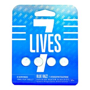 7 Lives Blue Razz 7 OH Kratom Tablets