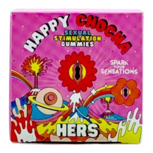 front of box of Happy Chocha Gummies for Her
