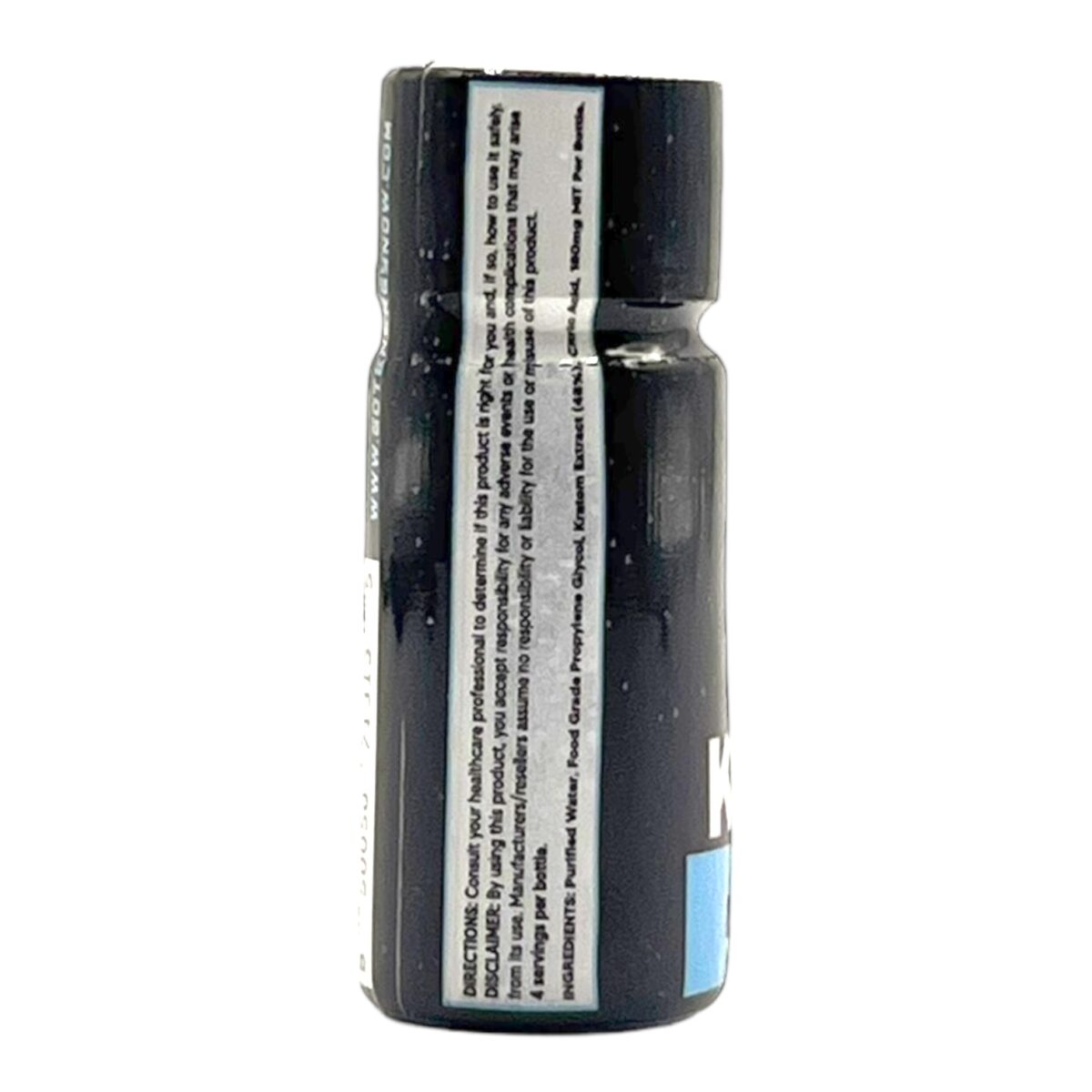 back of bottle of G-E-N Alpha Kratom Extract Shot 180mg MIT 10mL