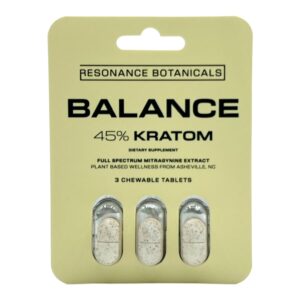 Introducing Balance, a meticulously crafted 45% Mitragynine extract designed to provide a harmonious blend of mild euphoria, relaxation, and calming effects. Perfect for those seeking a gentle yet effective way to unwind, Balance harnesses the natural power of kratom to give you a full spectrum of effects. Whether you are new to kratom or an experienced enthusiast, our 45% MIT extract is a perfect middle-of-the-road example of what kratom extract can do. If new to kratom, start with 1 chewable tablet, experienced kratom enthusiasts may take 2.