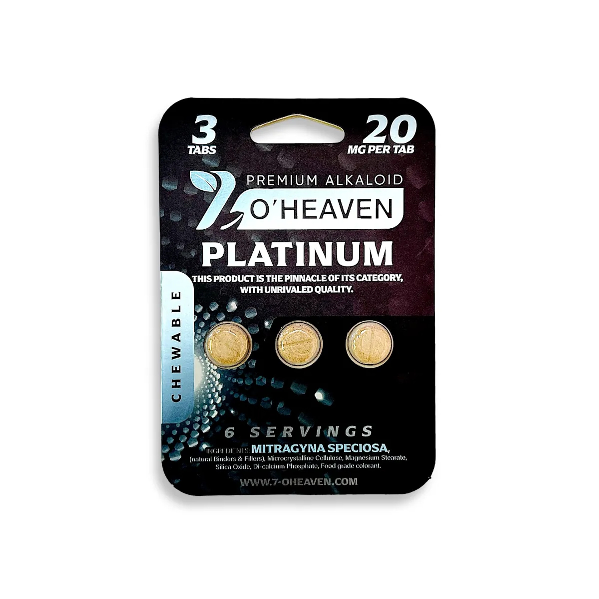 7 O'Heaven Platinum 7OH Kratom Tablets 3ct 20mg