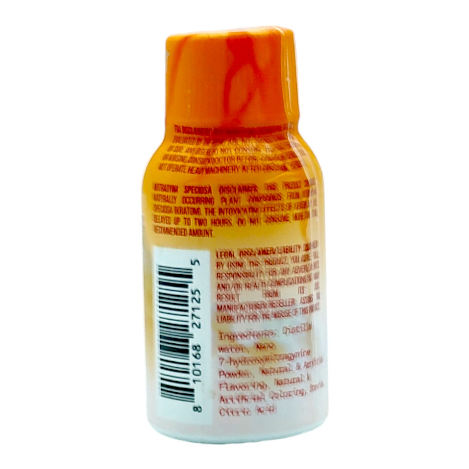 back of bottle of Opia 7-OH Shot 30mg 7-OH 60mL