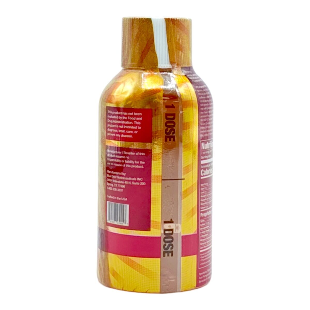 back of single bottle of K-Shot K Pow Kratom Cordyceps Capsules - 2 Count