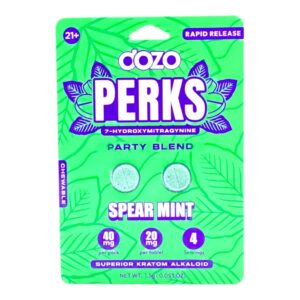 front of single card of Dozo PERKS 7-OH Tablets 20mg - Raw Gold, 2 Count