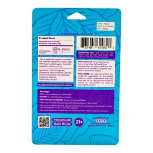 single card of Dozo PERKS 7-OH Tablets 20mg - Raw Gold, 6 Count (back)