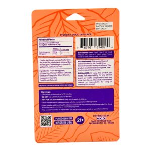 Single card of Dozo PERKS 7-OH Tablets 20mg - Raw Gold, 6 Count (back) (var 3)