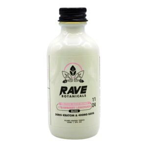 Rave Botanicals Kratom Kava Blend Strawberry Lemonade Shot 60mL