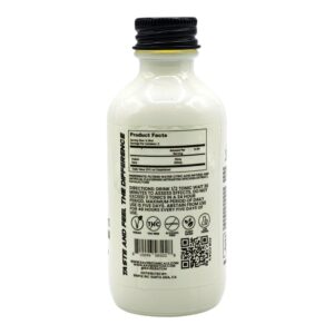 Single bottle of Rave Botanicals Kratom Kava Blend Strawberry Lemonade Shot 50mg 60mL (back)