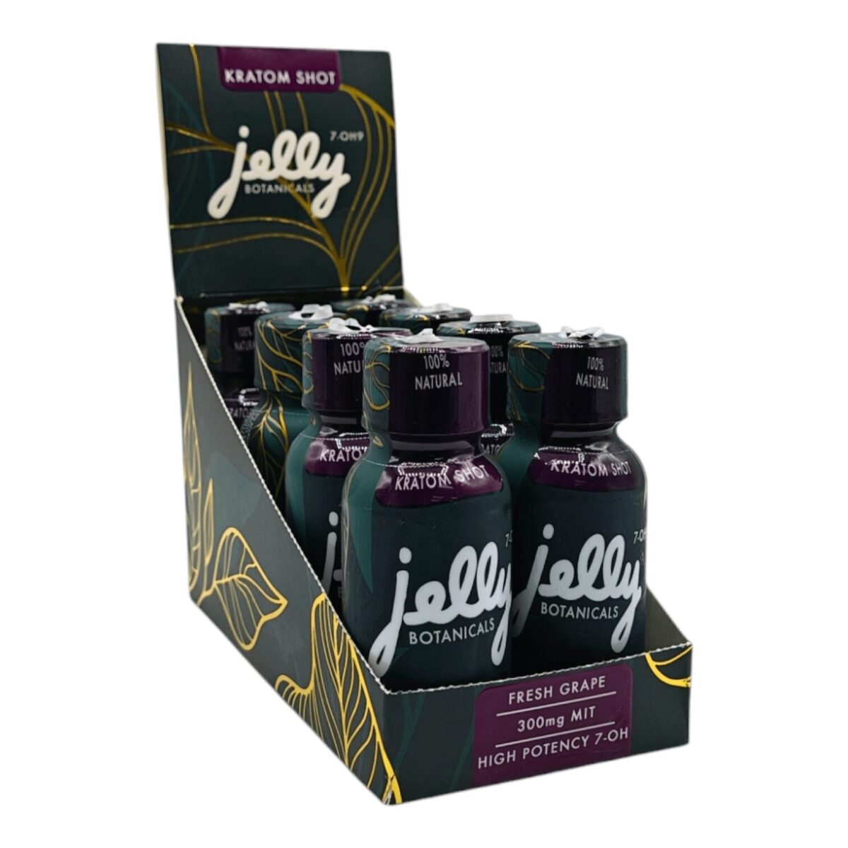 display box of Jelly Botanicals 7-OH9 Kratom Shot 300mg MIT 60mL - Fresh Grape