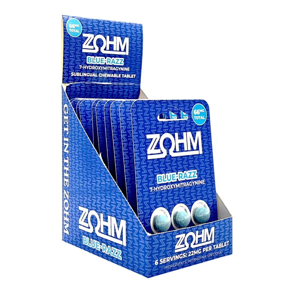 display box of ZOHM 7-OH Tangerine Dream Tablets 3ct - Blue-Razz