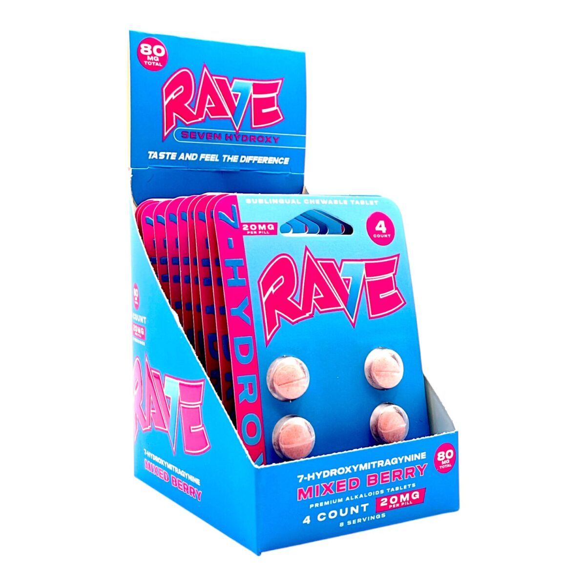 Rave Kratom 7-OH Mixed Berry Tablets 4CT 80MG