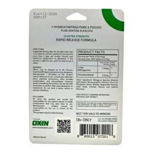 nutrition info of OXIN 7-OH Pseudo Flavored Tablets 2ct - Original (var 3)