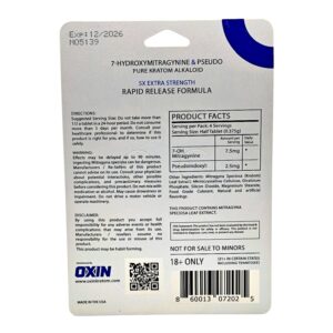 nutrition info of OXIN 7-OH Pseudo Flavored Tablets 2ct - Original