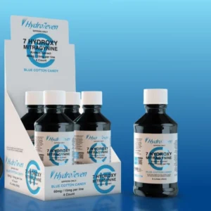 Display box of Hydro7even 7 -OH Kratom Extract Flavored Syrup 60mg - blue cotton candy (var 1)