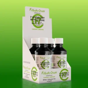 Display box of Hydro7even 7 -OH Kratom Extract Flavored Syrup 60mg - cherry limeade
