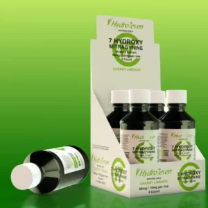 Display box of Hydro7even 7 -OH Kratom Extract Flavored Syrup 60mg - cherry limeade (var 1)