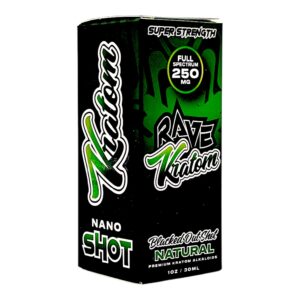 An image of the Rave Kratom Blacked Out Shot Natural Box
