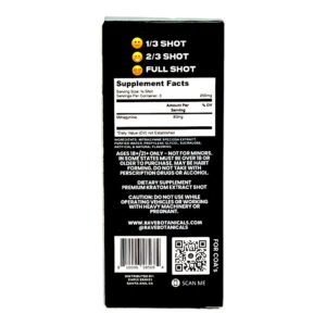 An image of the Rave Kratom Blacked Out Shot Natural Box