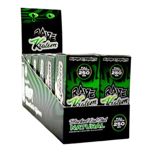 An image of the Rave Kratom Blacked Out Shot Natural Box
