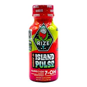 single bottle of Rize Shots Island Time Kava Mit Pseudo Shot 210mg 60mL - Bitchin' Berry (front)