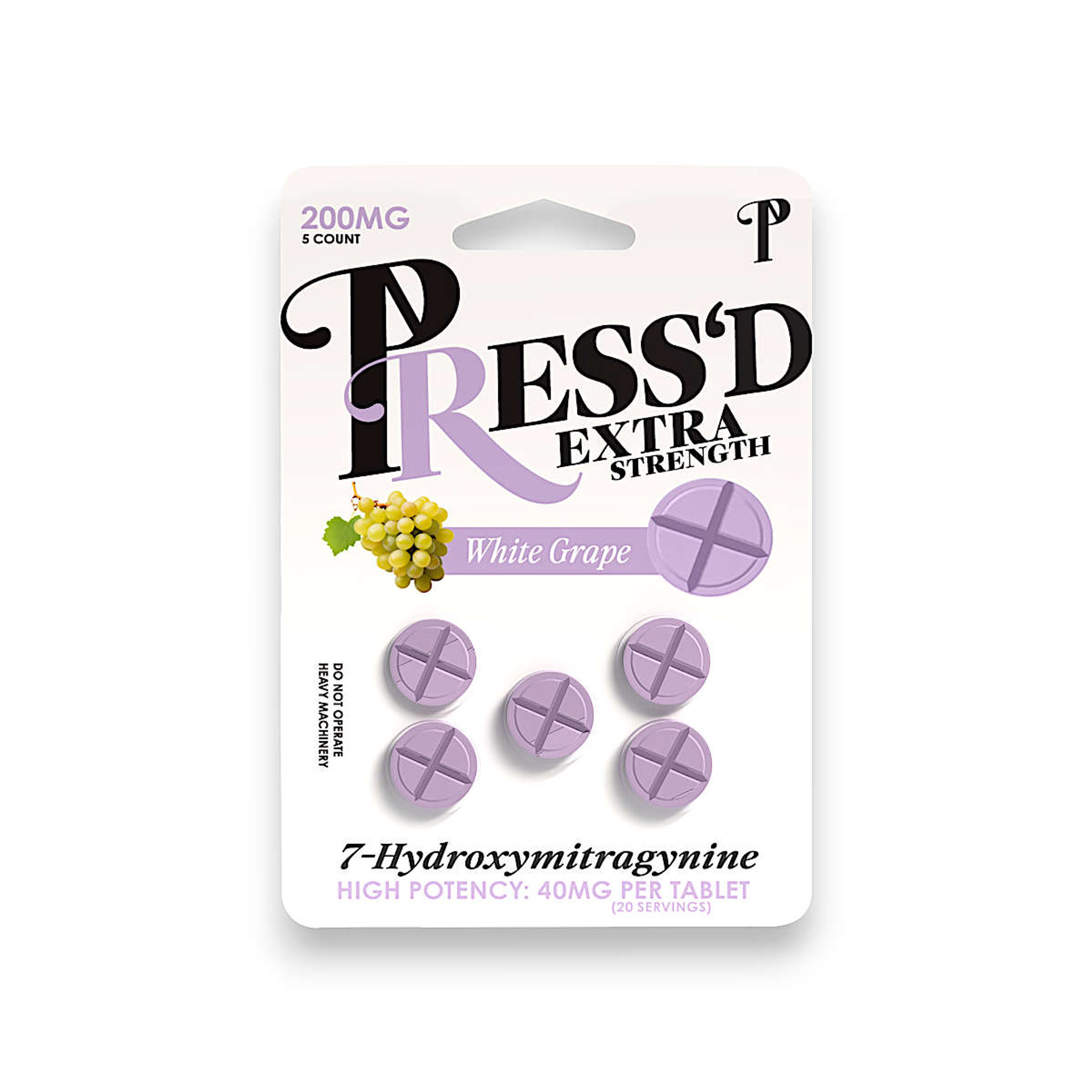 single card of Press'D Kratom 7-OH Extra Strength Tablets Flavored 40mg (var 1)