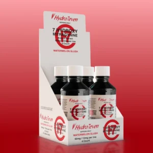 Display box of Hydro7even 7 -OH Kratom Extract Flavored Syrup 60mg - Watermelon (var 1)