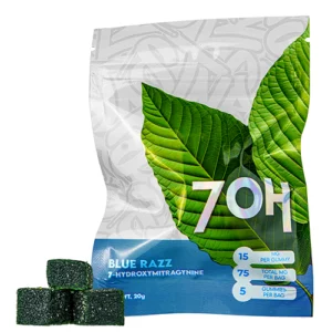 single bag of 7OH Pure 7-OH Flavored Gummies 15mg 5ct (blue razz)