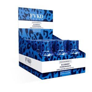 display box of FVKD Seven 7-OH Shots 40mg - blueberry pom