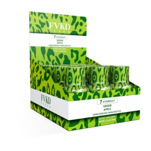 display box of FVKD Seven 7-OH Shots 40mg - green apple
