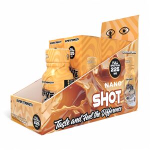 display box of Rave Kratom Delights, 225mit Flavored Shot 30mL - Cafe Mocha (Side)