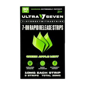 front of package of Ultra Seven Kratom 7-OH Strips 30mg