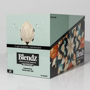 display box of Blendz 20mg 7-OH 100mg MIT Water Infusions - Fruit Punch