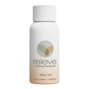 front of bottle of Releve 7-OH Shot 30mg 30mL