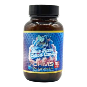 front of bottle of Kratom Kulture 7OHMZ Platinum 40mg – Blue Razz Cotton Candy