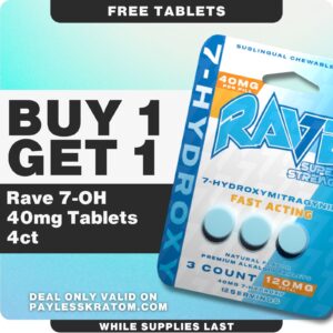 Rave Kratom 7-OH Strawberry Lemonade Tablets 50mg 4ct