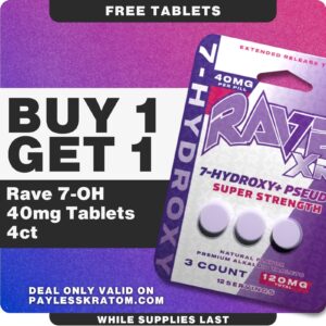 Rave Kratom 7-OH Strawberry Lemonade Tablets 50mg 4ct