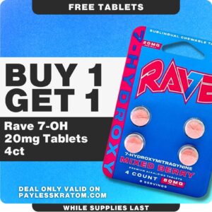 Rave Kratom 7-OH Strawberry Lemonade Tablets 50mg 4ct