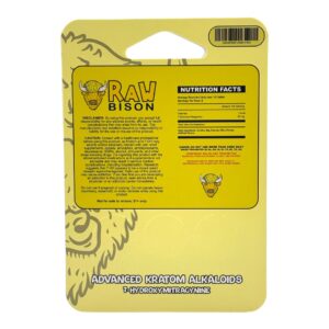 back of card of Raw Bison 7OH Tablets 20mg - 3 Count