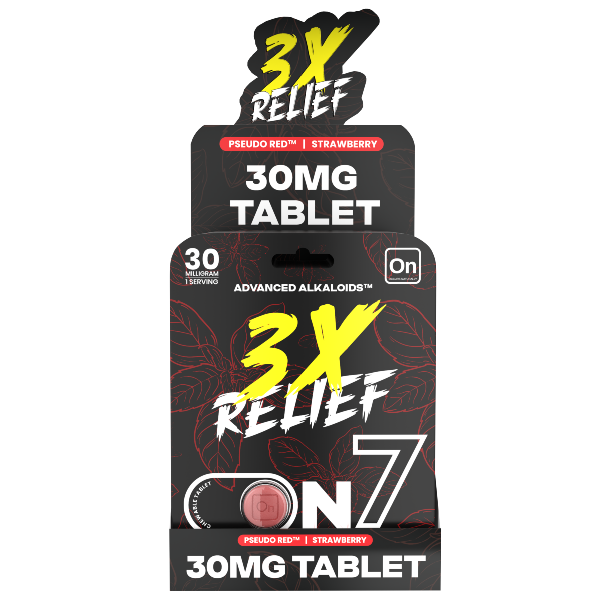 On7 Pseudo Red Relief Chewable Tablets Strawberry