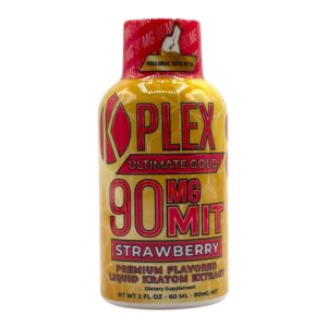 front of bottle of K Plex Premium Liquid Kratom Extract Flavored 90mg MIT - Blue Razz