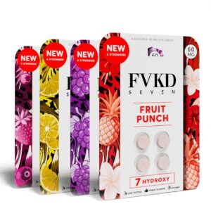 4 variations of FVKD 7-OH Tablets 60mg 4ct
