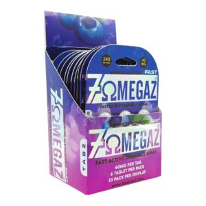 AN image showing the packaing of 7OmegaZ Fast Tabs flavored tablets grape