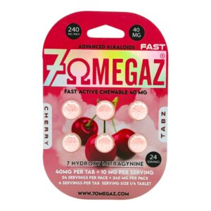 AN image showing the packaing of 7OmegaZ Fast Tabs flavored tablets Cherry