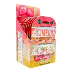 AN image showing the packaing of 7OmegaZ Fast Tabs flavored tablets Strawberry Banana