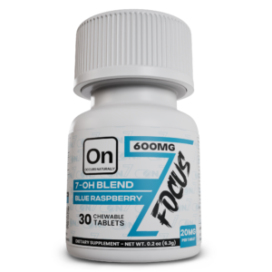 single bottle of On7 7-Hydroxy + Pseudo Focus Tablets - Blue Raspberry (var 3)
