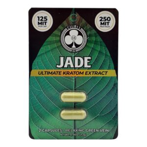 front of package of Club 13 Ultimate Kratom Extract Capsules 125 MIT x 2ct - Jade (Green Vein)